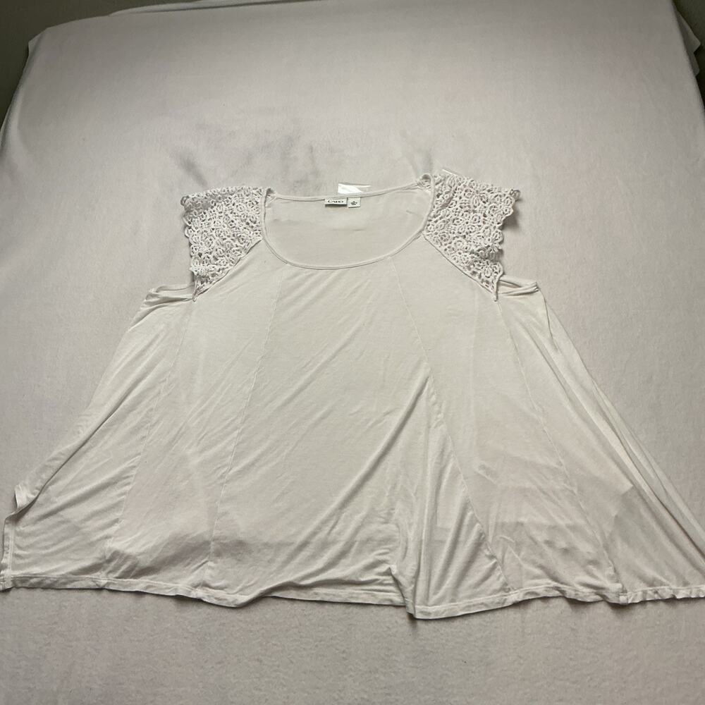 Cato Women’s White Lace Sleeveless Cotton Tunic Sz XL, 3973